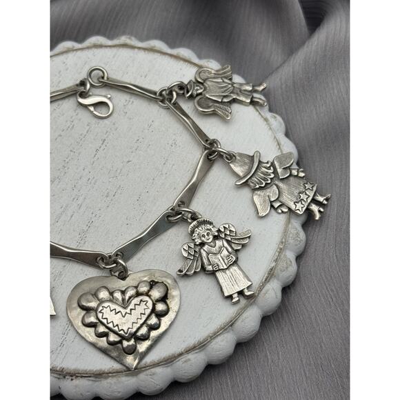 Rare Vintage Jeep Collins Solid Sterling Silver 7 Charms Bracelet 7 In / 42.11 G - Picture 2 of 9